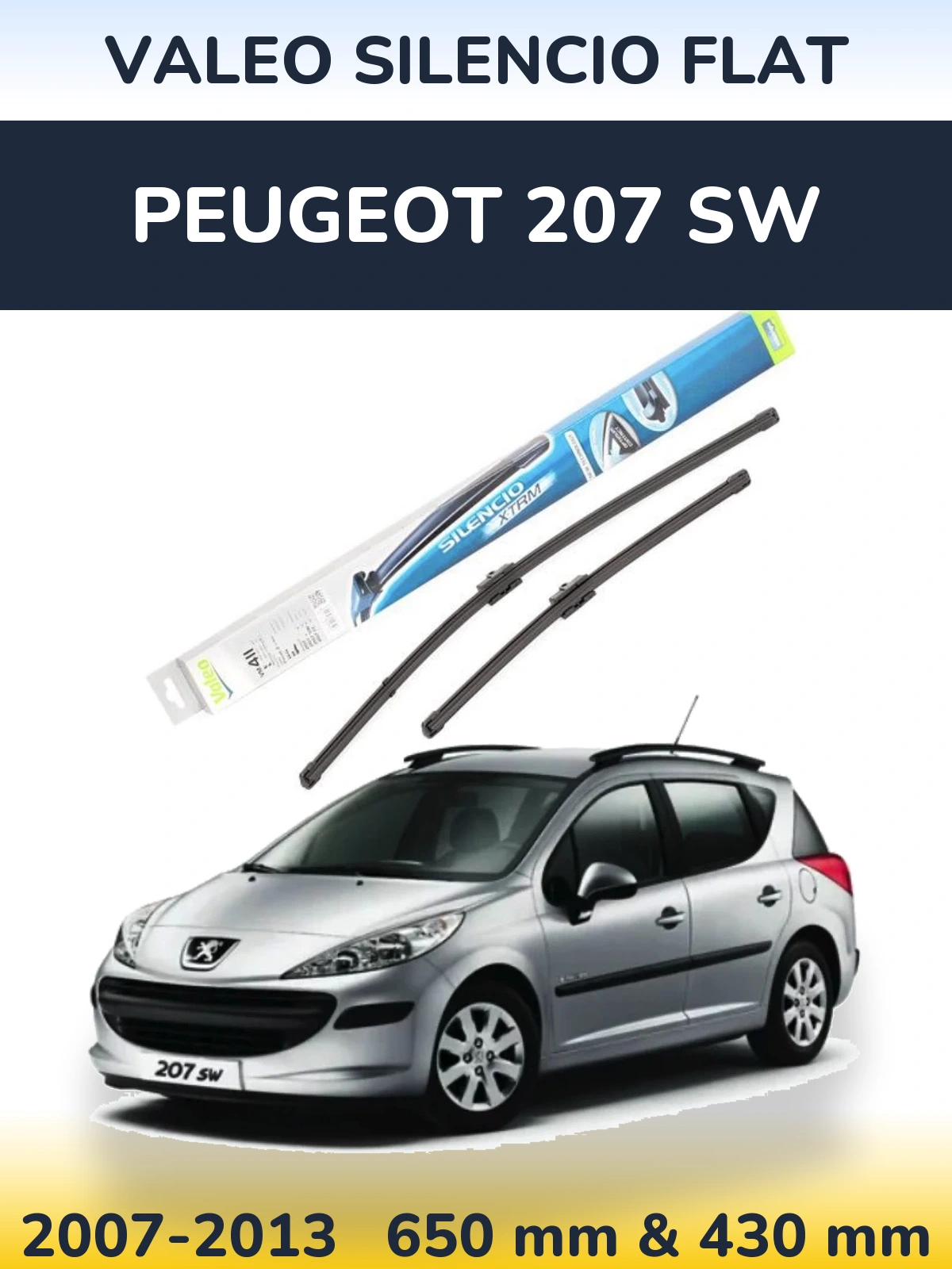 Torkarblad Valeo Silencio Flat för Peugeot 207 SW
