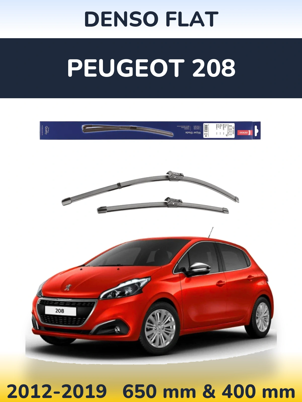Комплект передніх щіток Denso Flat 650 & 400 мм для Peugeot 208 2012-2019