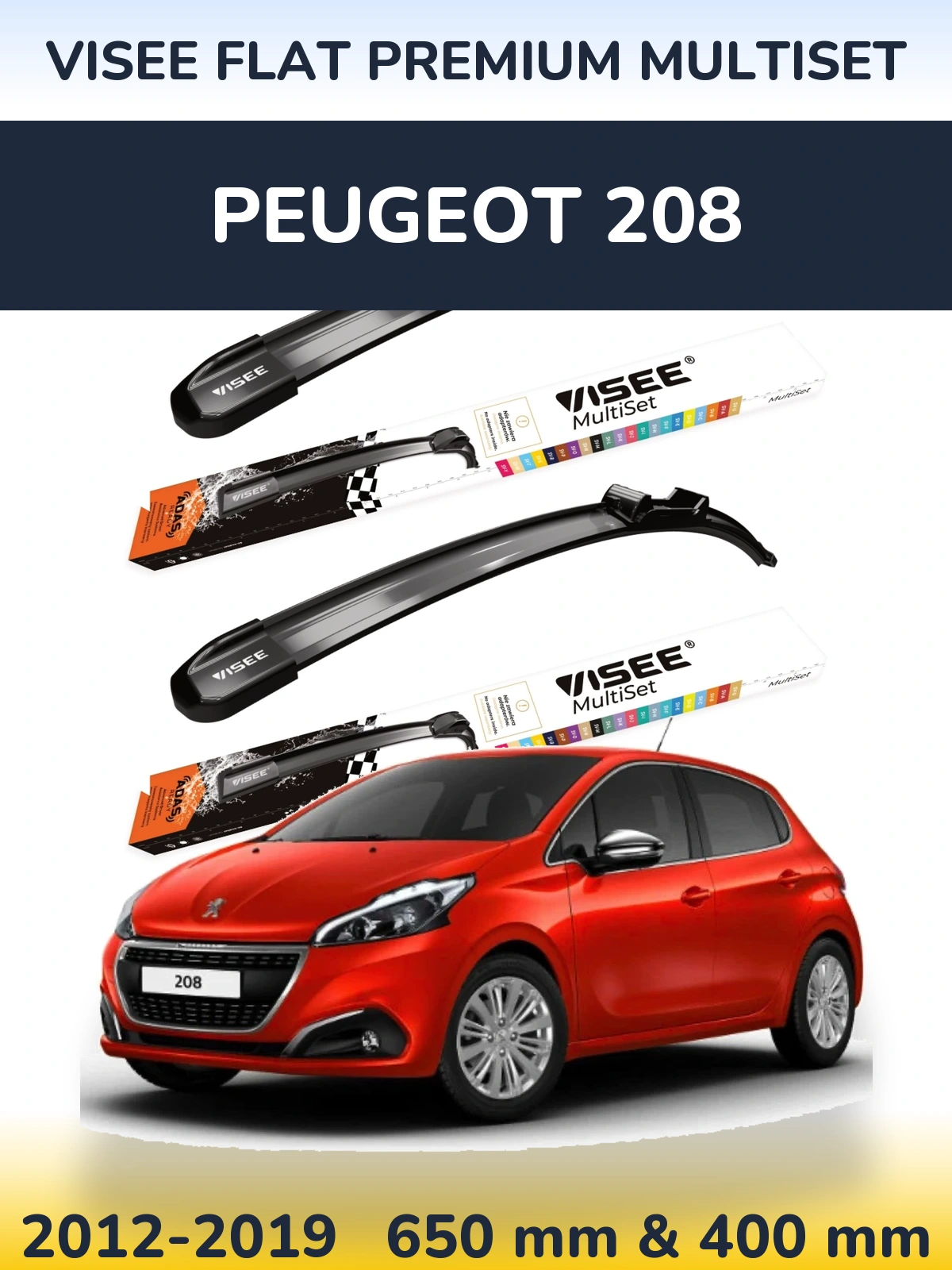 Torkarblad VISEE FLAT PREMIUM MultiSet för Peugeot 208