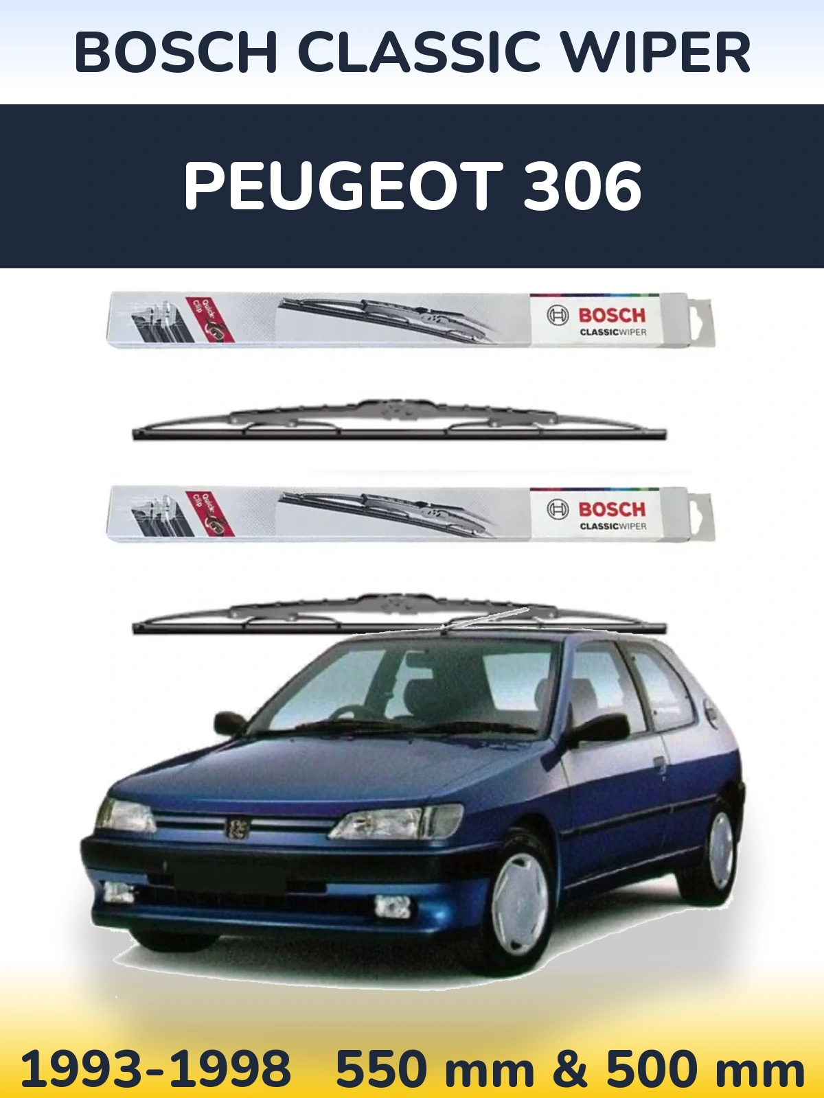 Torkarblad BOSCH Classic Wiper för Peugeot 306