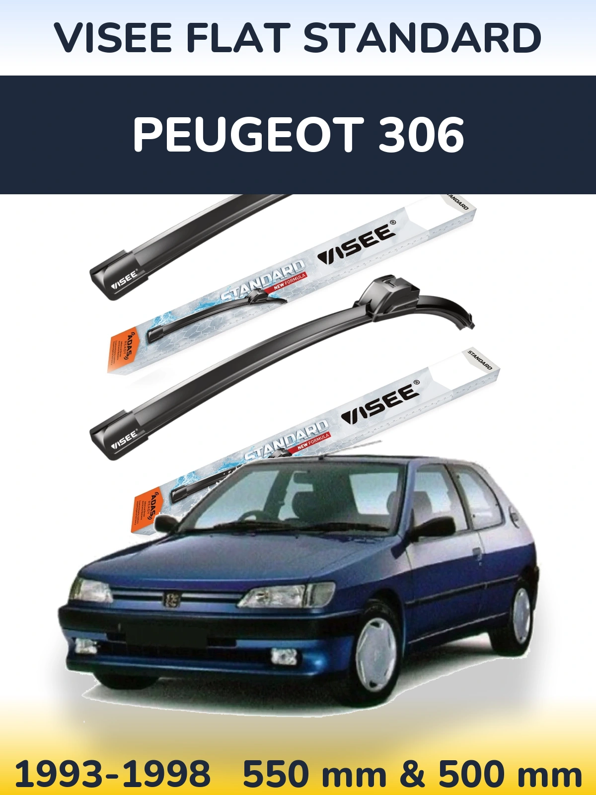 Torkarblad VISEE FLAT STANDARD för Peugeot 306