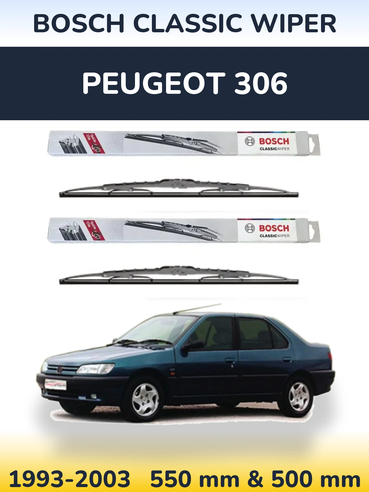Torkarblad BOSCH Classic Wiper för Peugeot 306