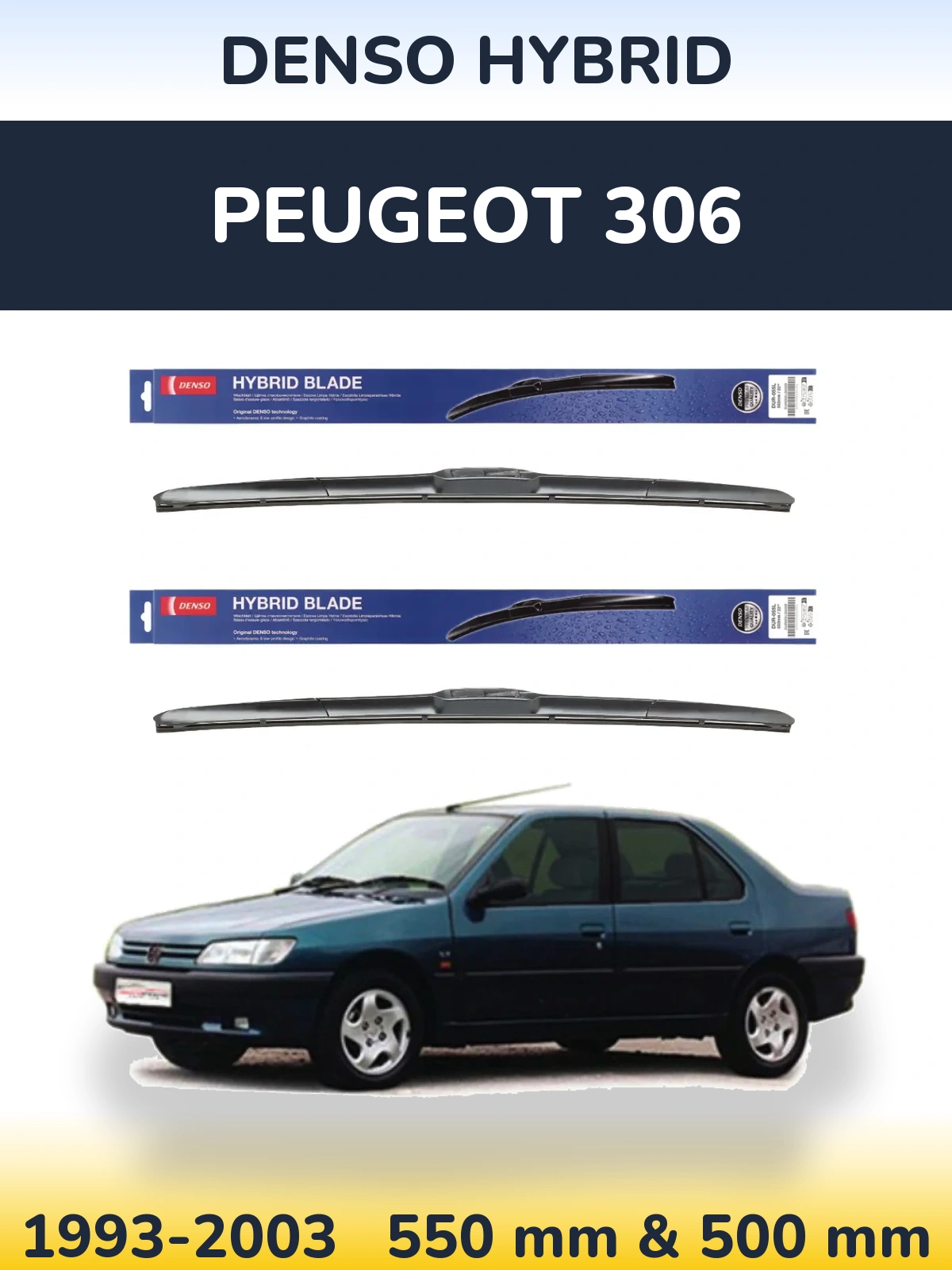 Torkarblad Denso Hybrid för Peugeot 306