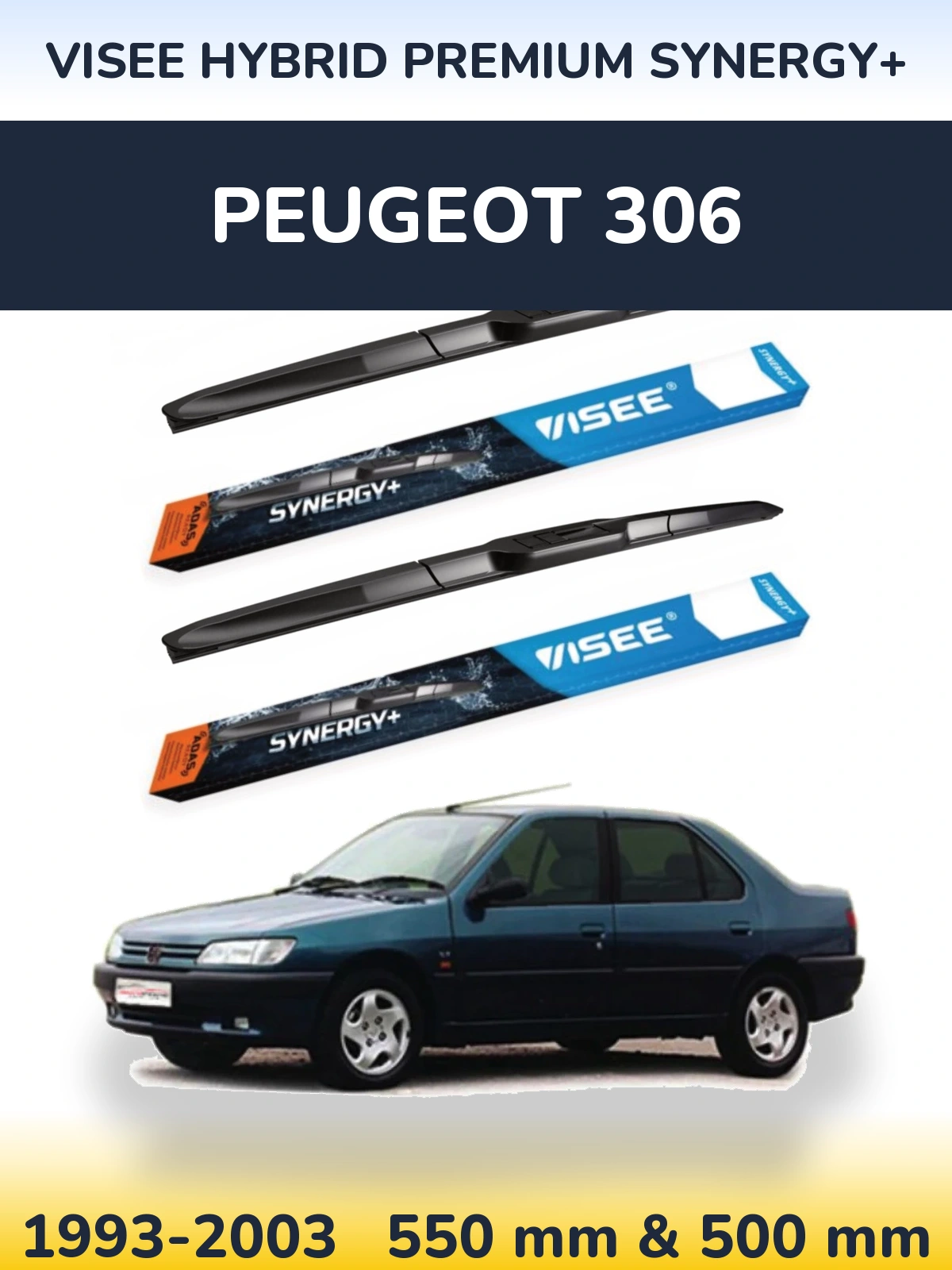 Torkarblad VISEE HYBRID PREMIUM SYNERGY+ för Peugeot 306