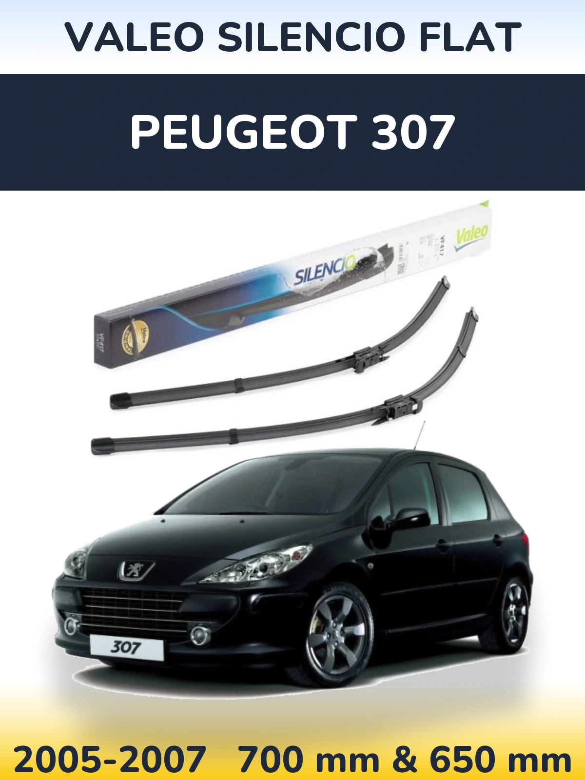 Torkarblad Valeo Silencio Flat för Peugeot 307