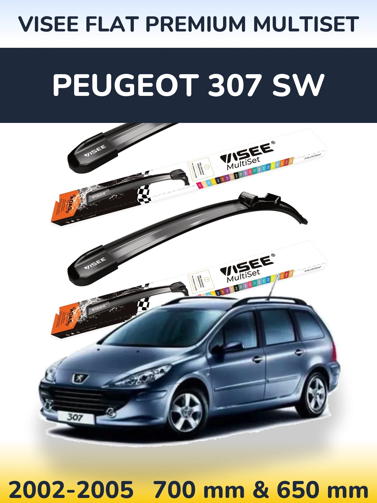 Torkarblad VISEE FLAT PREMIUM MultiSet för Peugeot 307 SW
