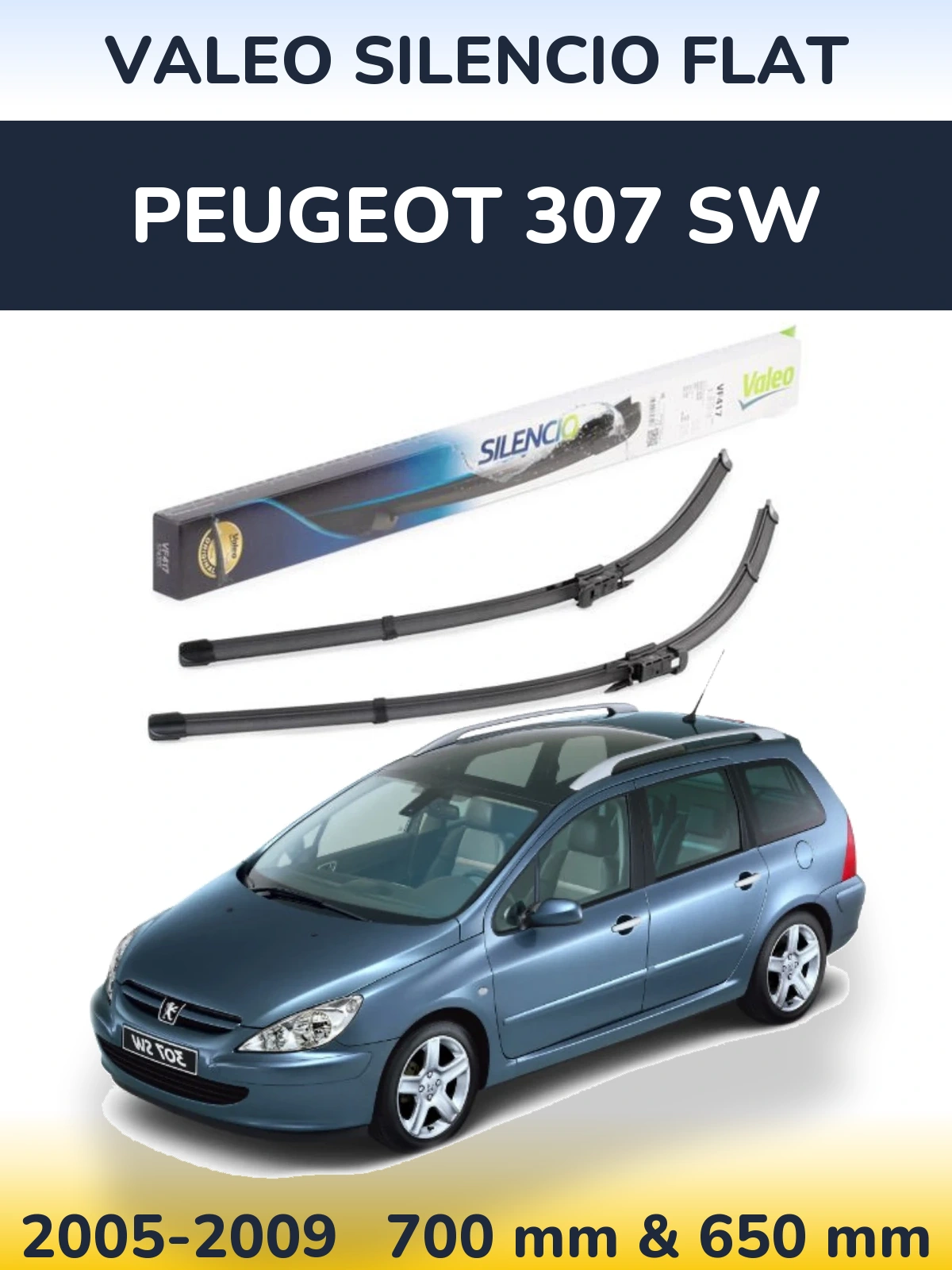 Torkarblad Valeo Silencio Flat för Peugeot 307 SW
