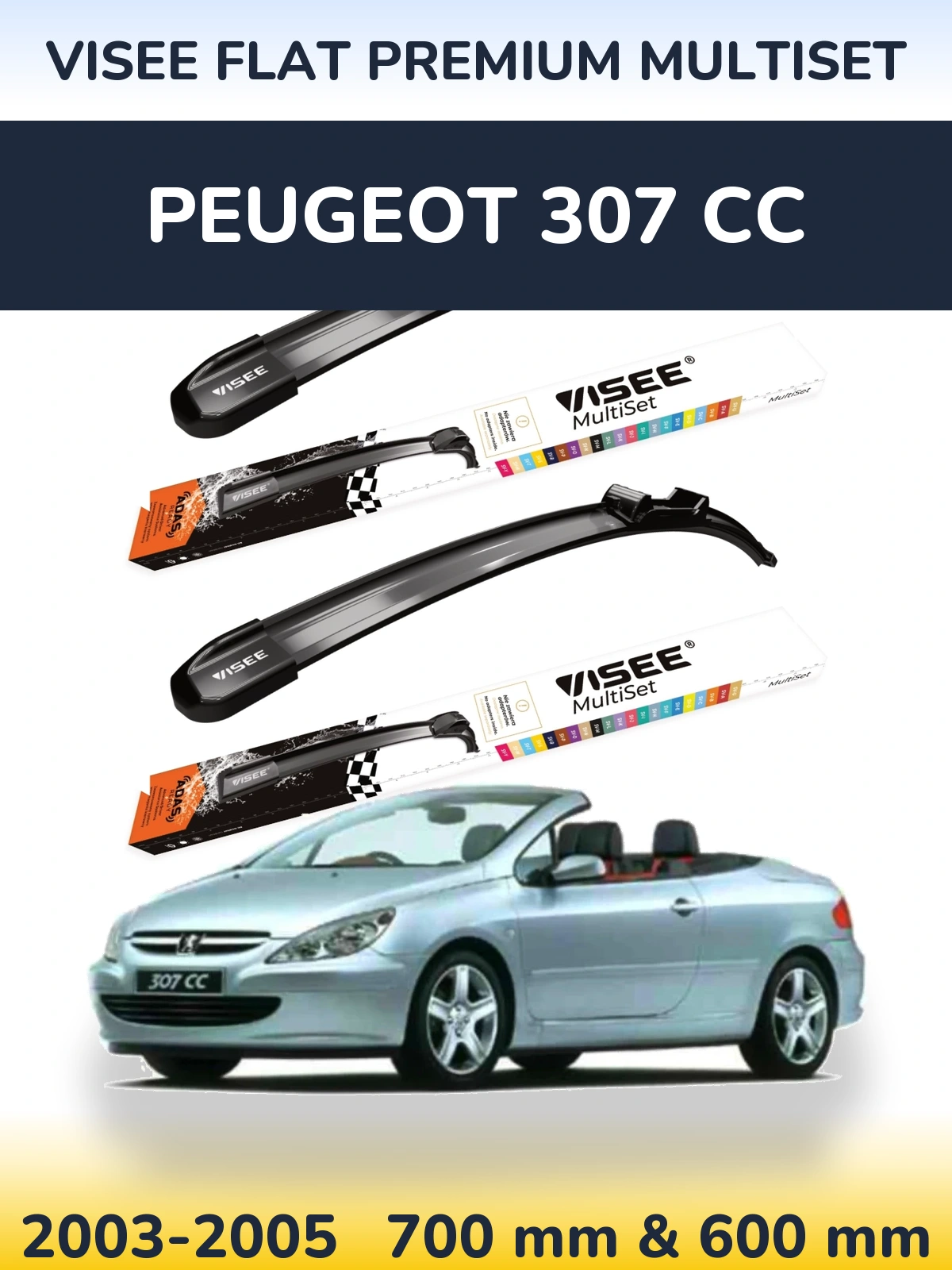 Torkarblad VISEE FLAT PREMIUM MultiSet för Peugeot 307 CC