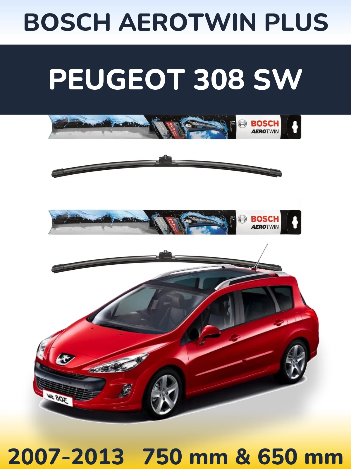 Torkarblad BOSCH AeroTwin Plus för Peugeot 308 SW