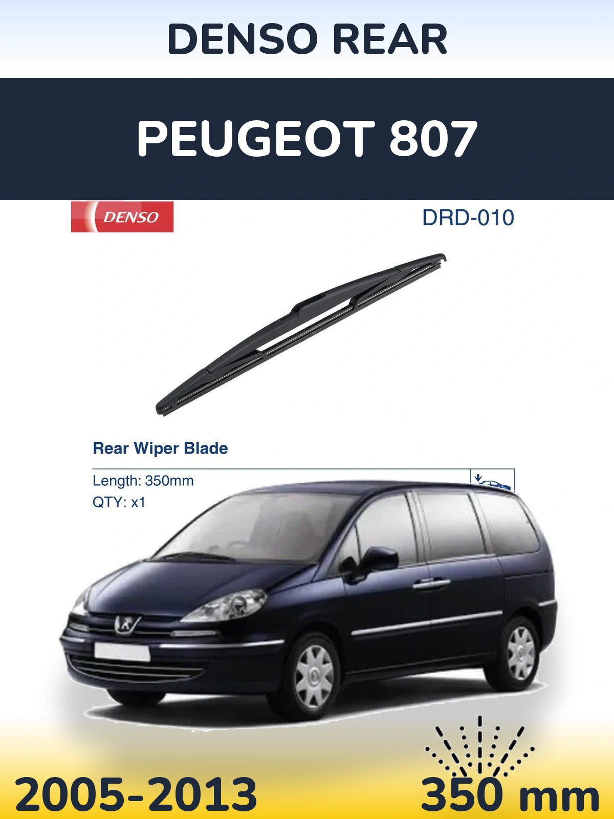 Torkarblad Denso Rear för Peugeot 807