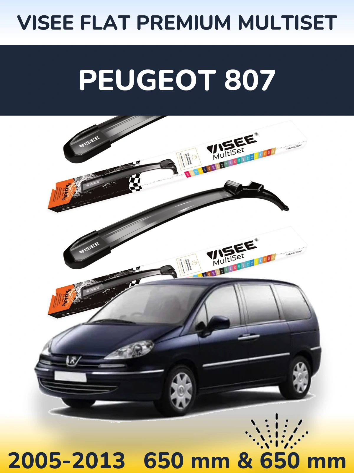 Torkarblad VISEE FLAT PREMIUM MultiSet för Peugeot 807