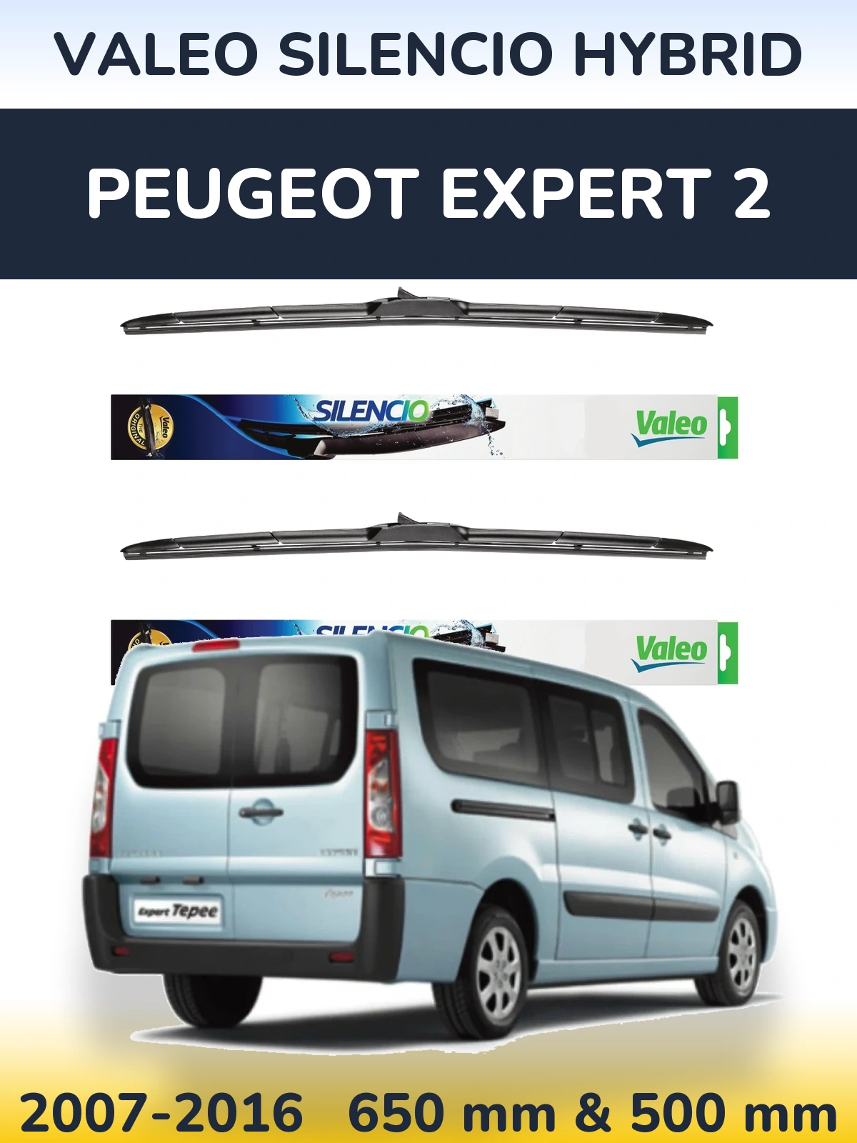Комплект передних дворников Valeo Silencio Hybrid 650 & 500 мм для Peugeot Expert 2 2007-2016