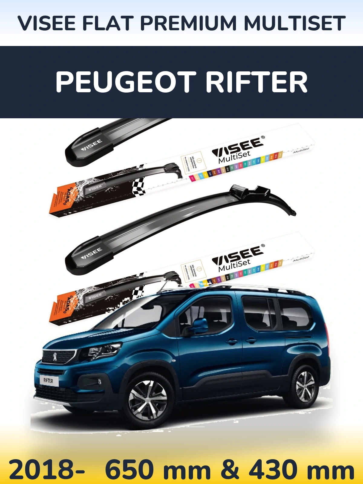 Torkarblad VISEE FLAT PREMIUM MultiSet för Peugeot Rifter