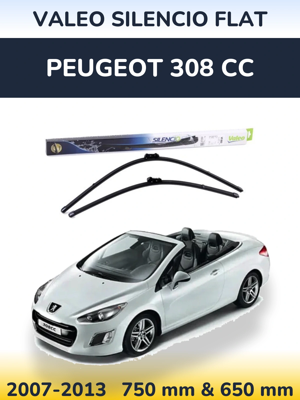 Torkarblad Valeo Silencio Flat för Peugeot 308 CC