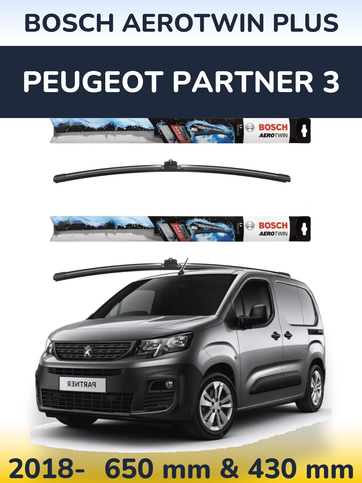Torkarblad BOSCH AeroTwin Plus för Peugeot Partner 3