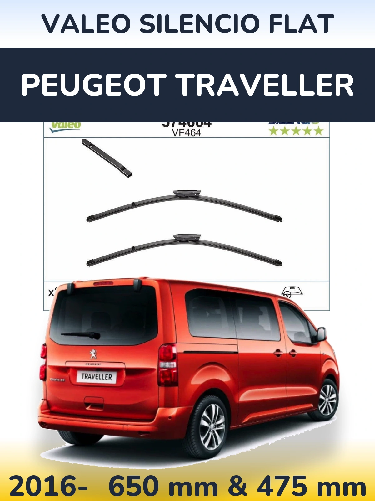 Torkarblad Valeo Silencio Flat för Peugeot Traveller
