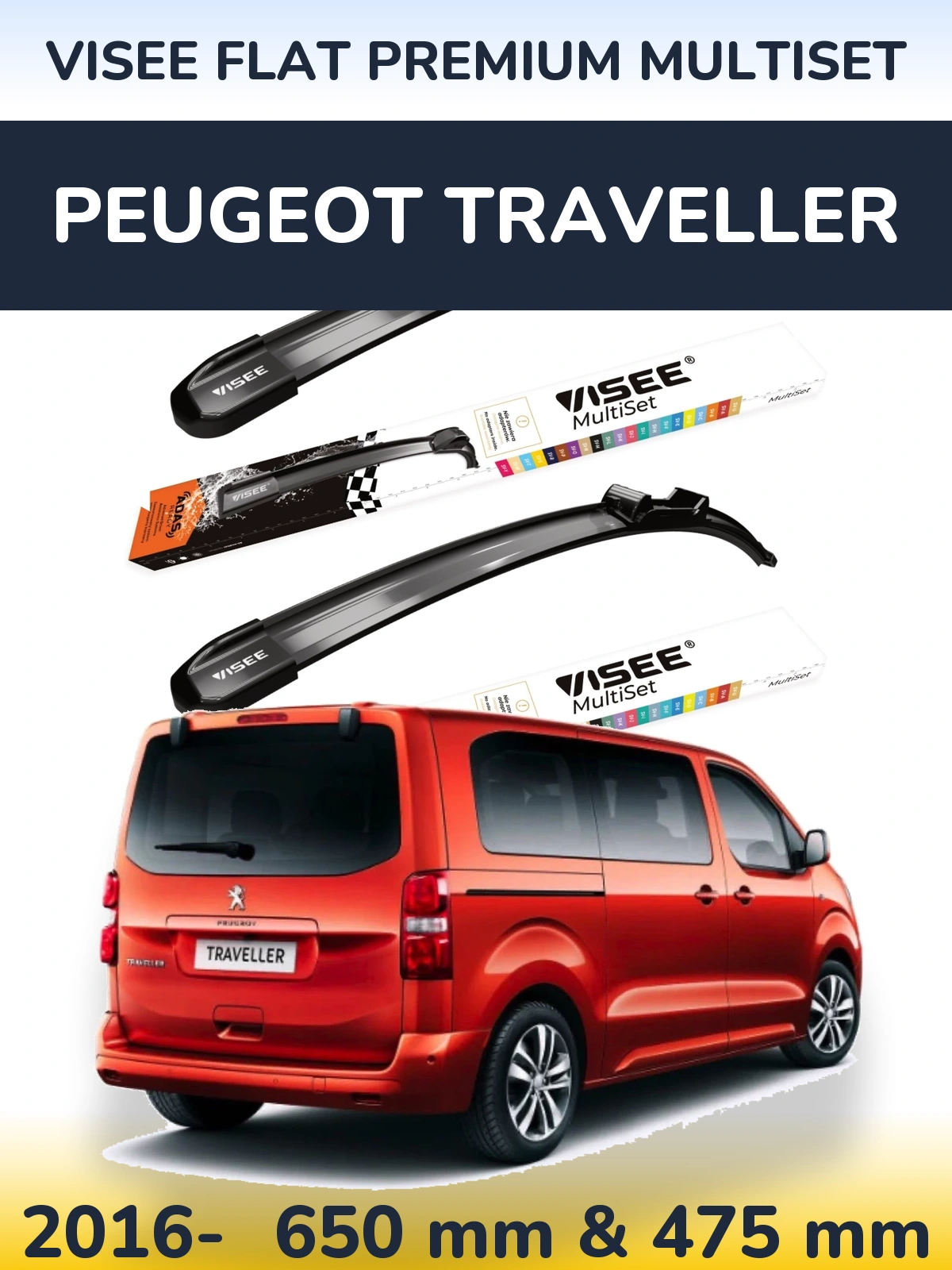 Torkarblad VISEE FLAT PREMIUM MultiSet för Peugeot Traveller