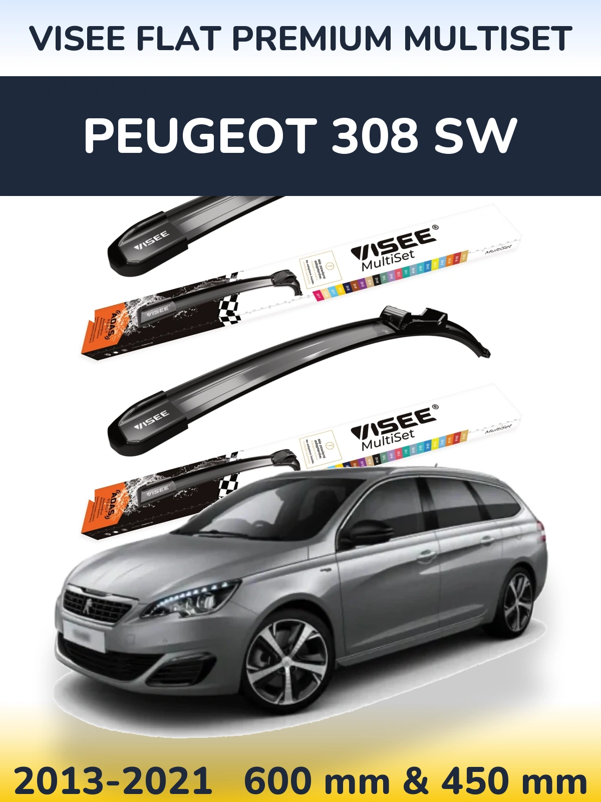Torkarblad VISEE FLAT PREMIUM MultiSet för Peugeot 308 SW