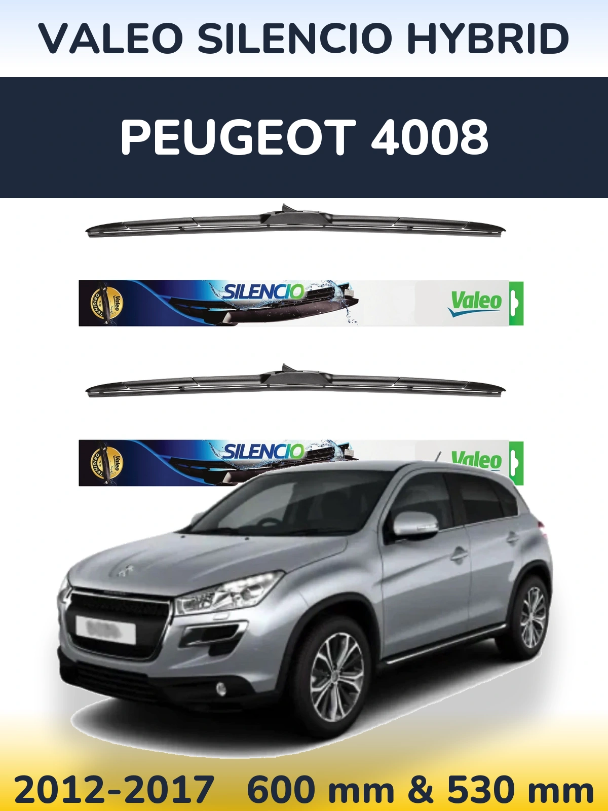 Torkarblad Valeo Silencio Hybrid för Peugeot 4008