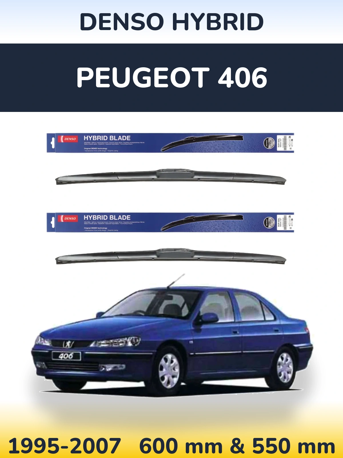 Torkarblad Denso Hybrid för Peugeot 406