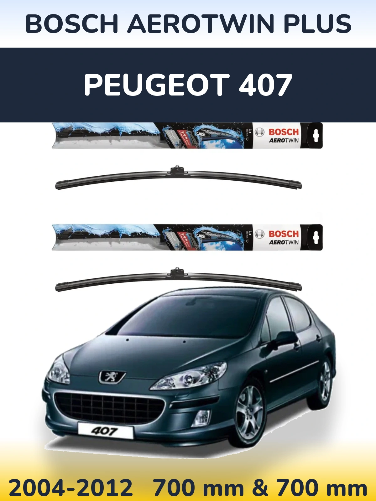 Torkarblad BOSCH AeroTwin Plus för Peugeot 407