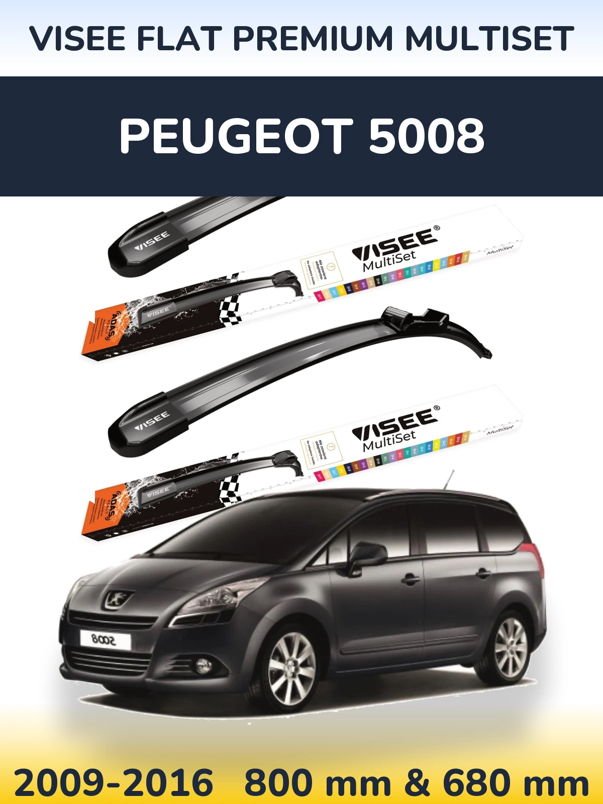 Torkarblad VISEE FLAT PREMIUM MultiSet för Peugeot 5008