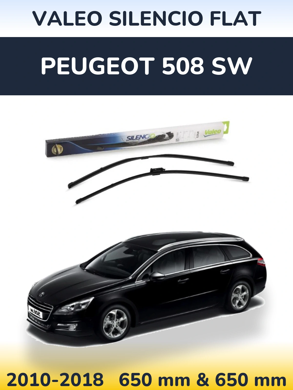 Комплект передних дворников Valeo Silencio Flat 650 & 650 мм для Peugeot 508 SW 2010-2018