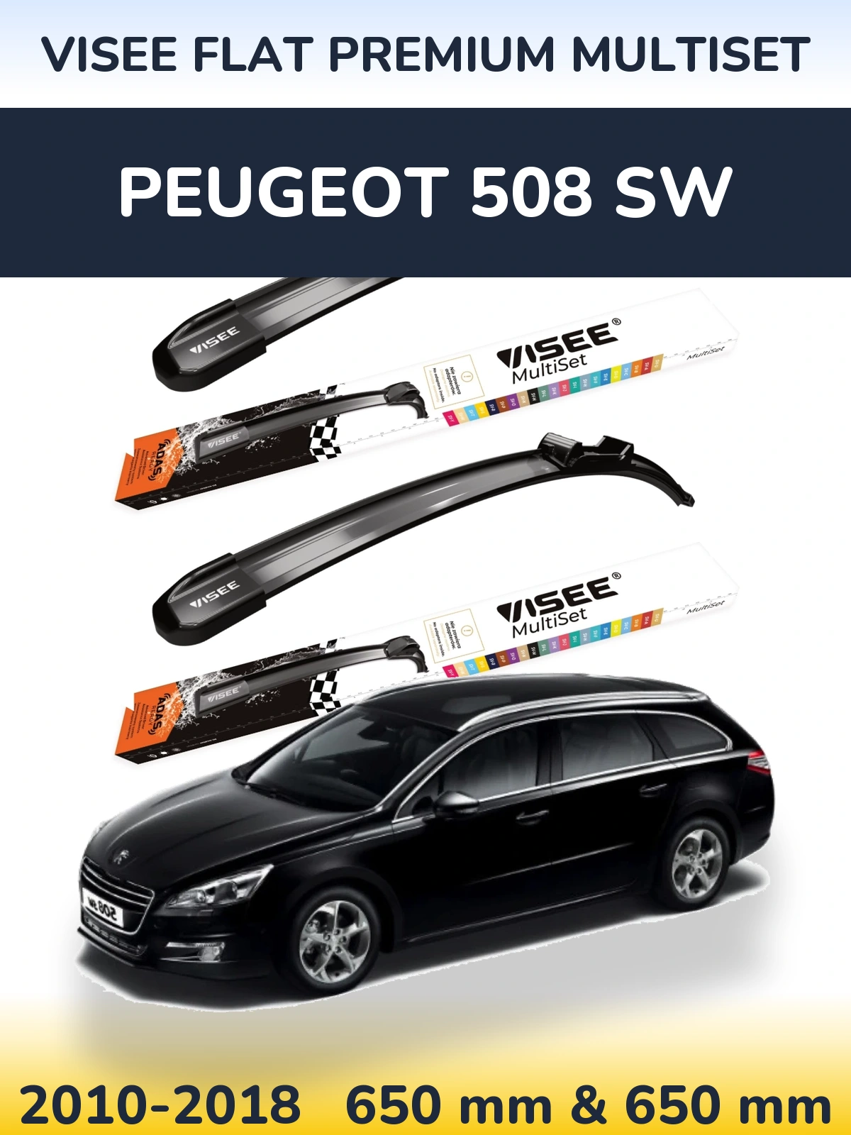 Torkarblad VISEE FLAT PREMIUM MultiSet för Peugeot 508 SW