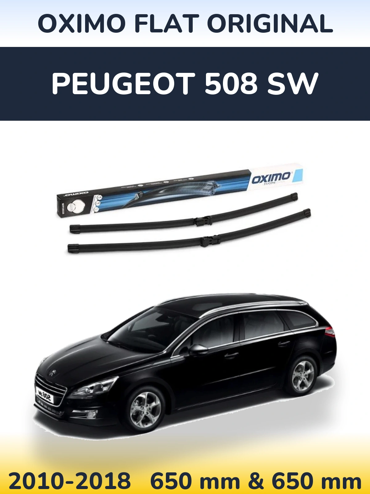 Комплект передних дворников Oximo Flat Original 650 & 650 мм для Peugeot 508 SW 2010-2018
