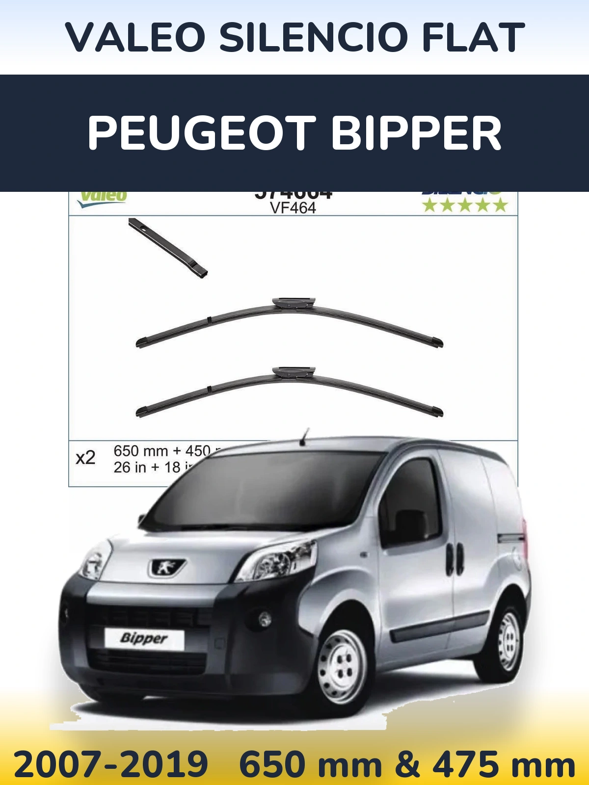 Torkarblad Valeo Silencio Flat för Peugeot Bipper