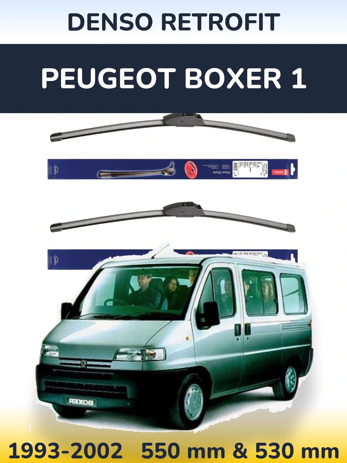 Комплект передніх щіток Denso Retrofit 550 & 530 мм для Peugeot Boxer 1 1993-2002