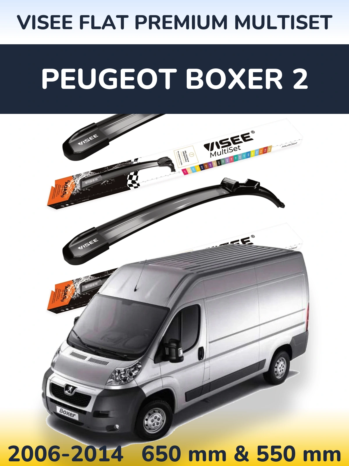 Torkarblad VISEE FLAT PREMIUM MultiSet för Peugeot Boxer 2