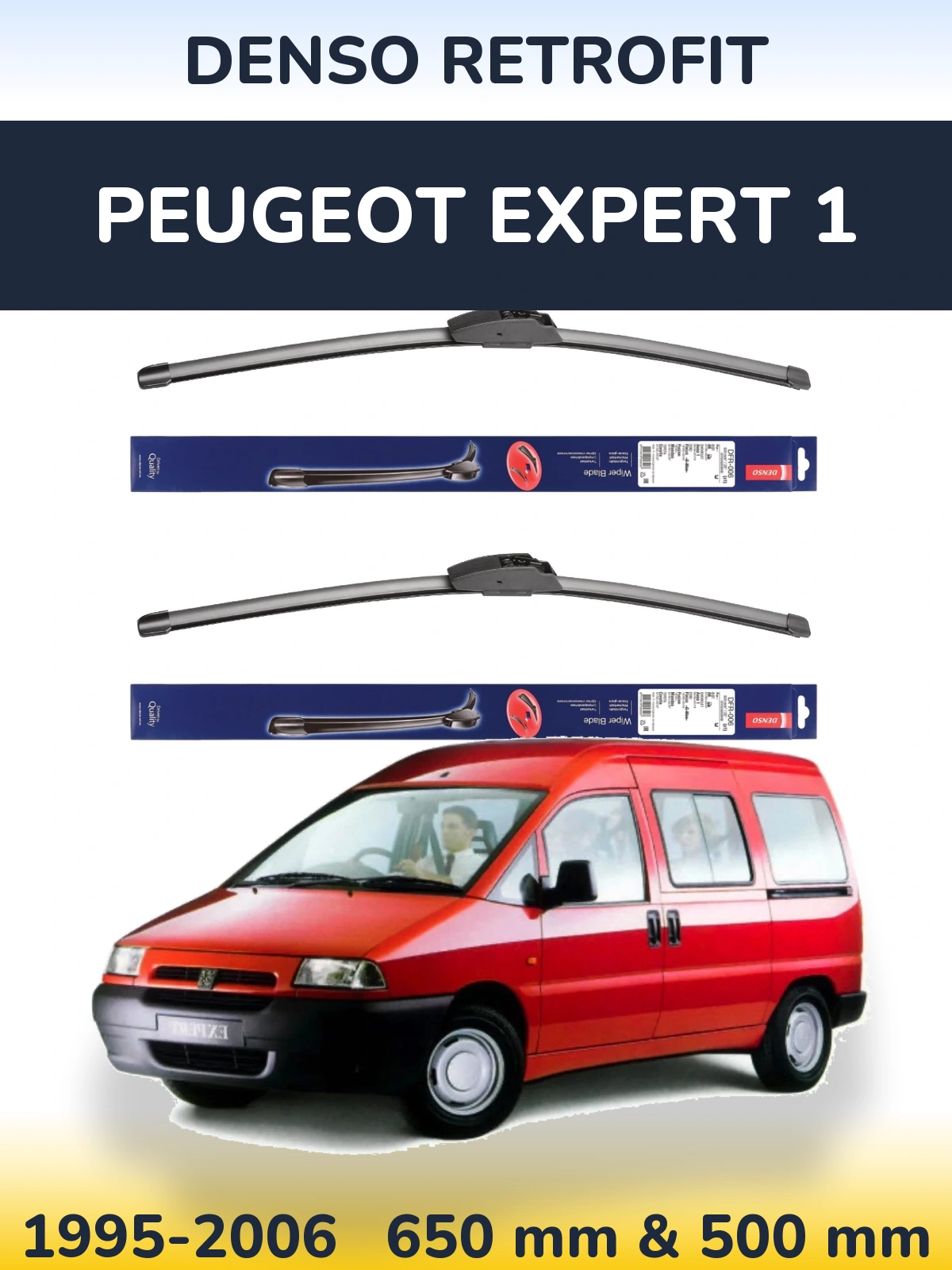 Комплект передних дворников Denso Retrofit 650 & 500 мм для Peugeot Expert 1 1995-2006