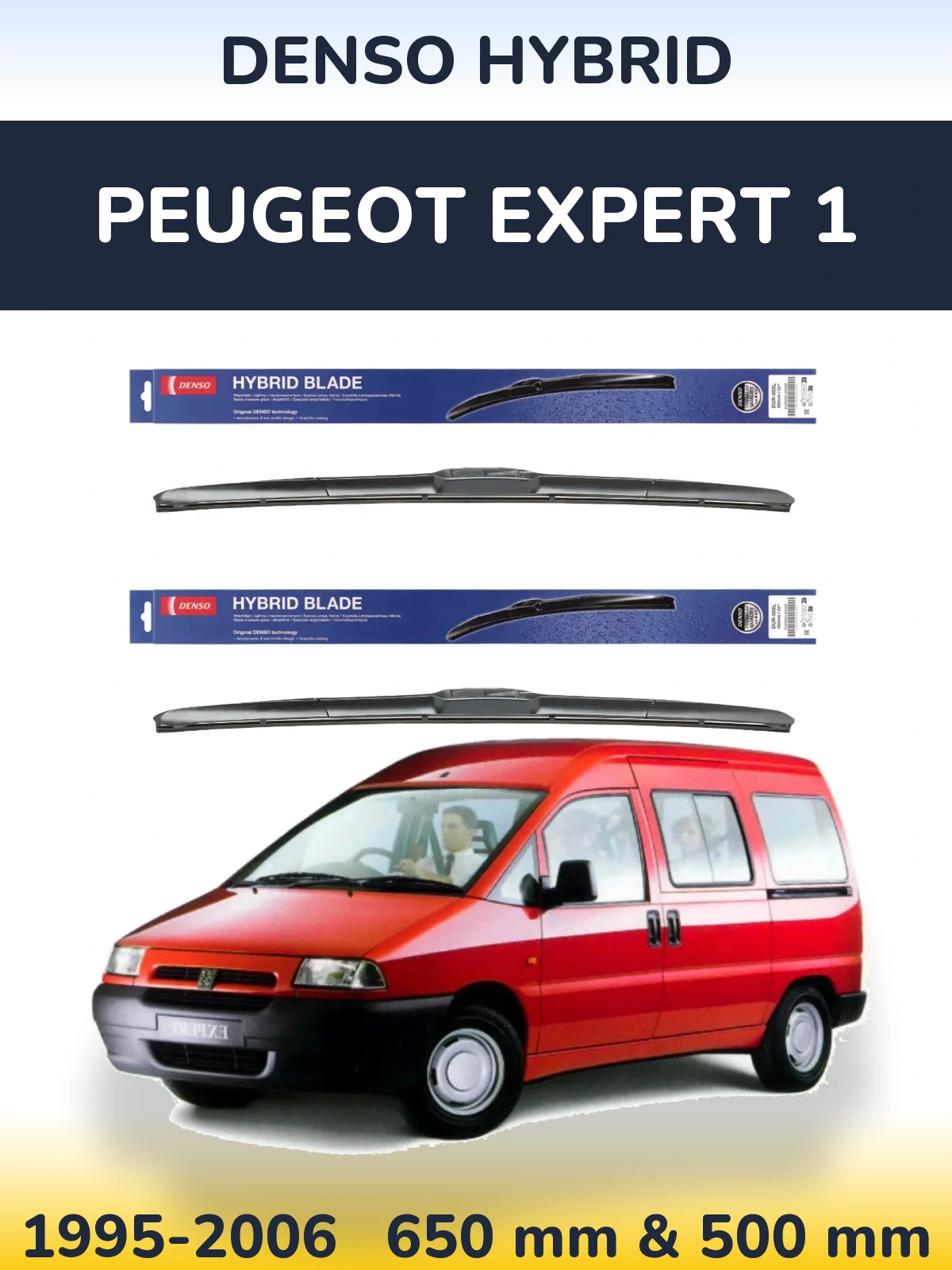 Комплект передних дворников Denso Hybrid 650 & 500 мм для Peugeot Expert 1 1995-2006