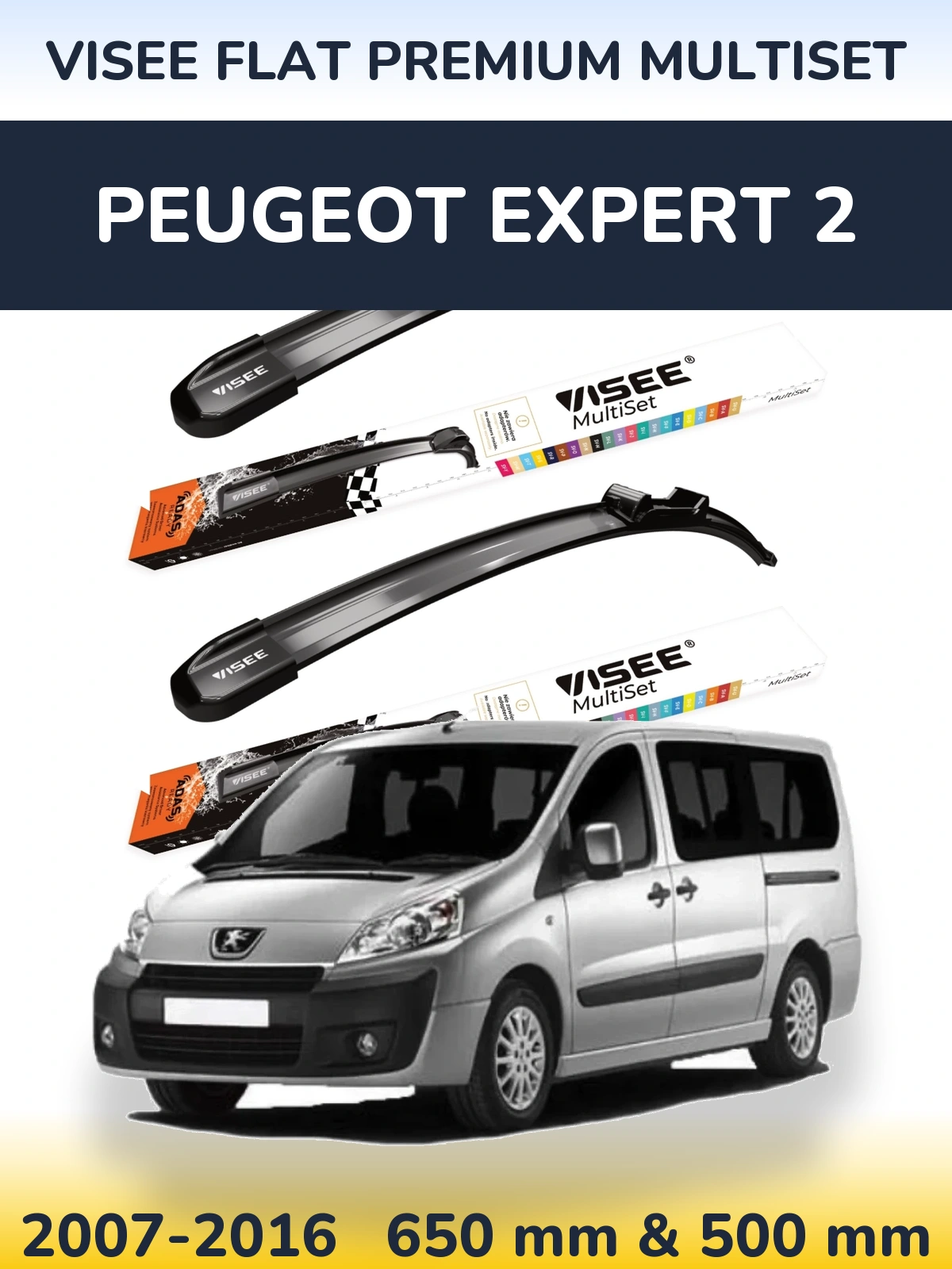 Torkarblad VISEE FLAT PREMIUM MultiSet för Peugeot Expert 2