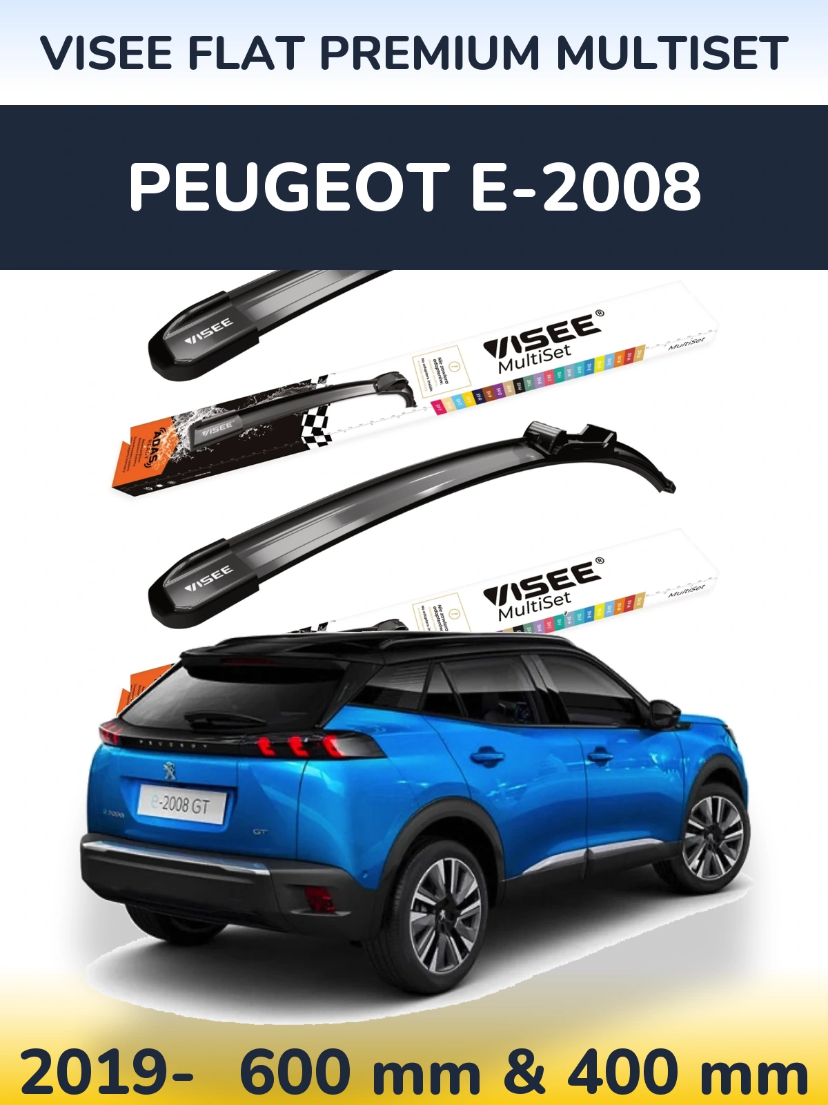 Torkarblad VISEE FLAT PREMIUM MultiSet för Peugeot e-2008