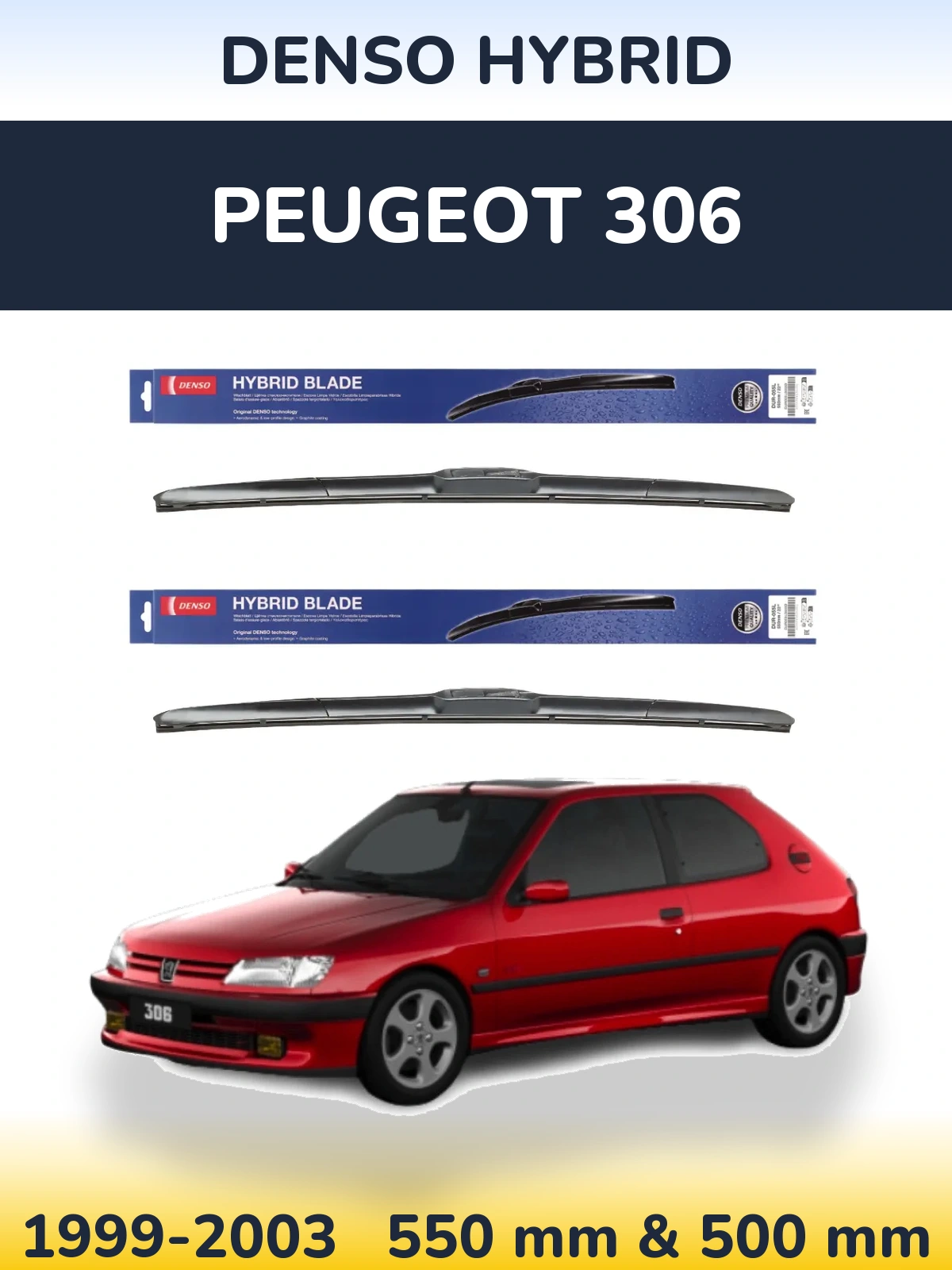Torkarblad Denso Hybrid för Peugeot 306