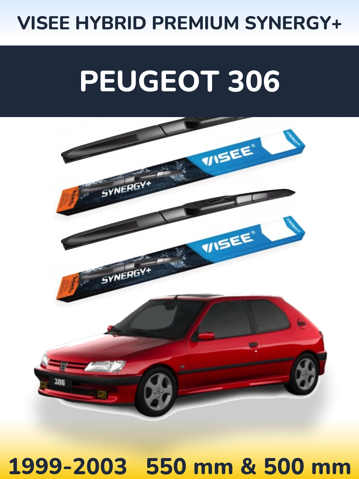 Комплект передних дворников VISEE HYBRID PREMIUM SYNERGY+ 550 & 500 мм для Peugeot 306 1999-2003