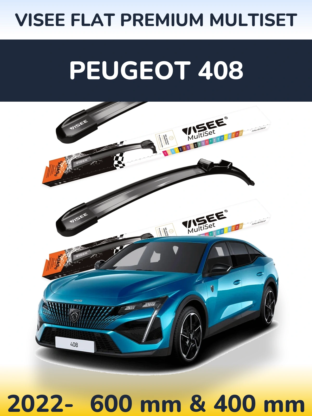 Torkarblad VISEE FLAT PREMIUM MultiSet för Peugeot 408