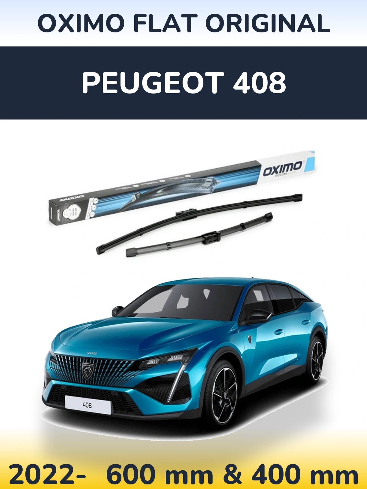 Комплект передних дворников Oximo Flat Original 600 & 400 мм для Peugeot 408 2022-2026