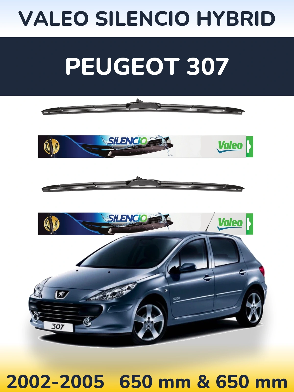 Torkarblad Valeo Silencio Hybrid för Peugeot 307