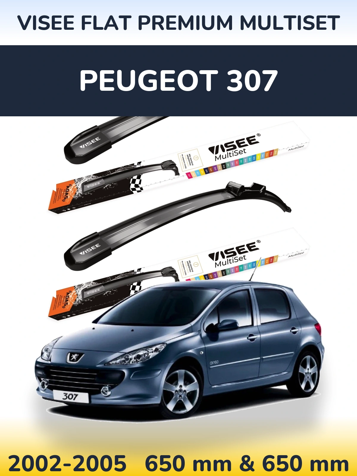 Torkarblad VISEE FLAT PREMIUM MultiSet för Peugeot 307