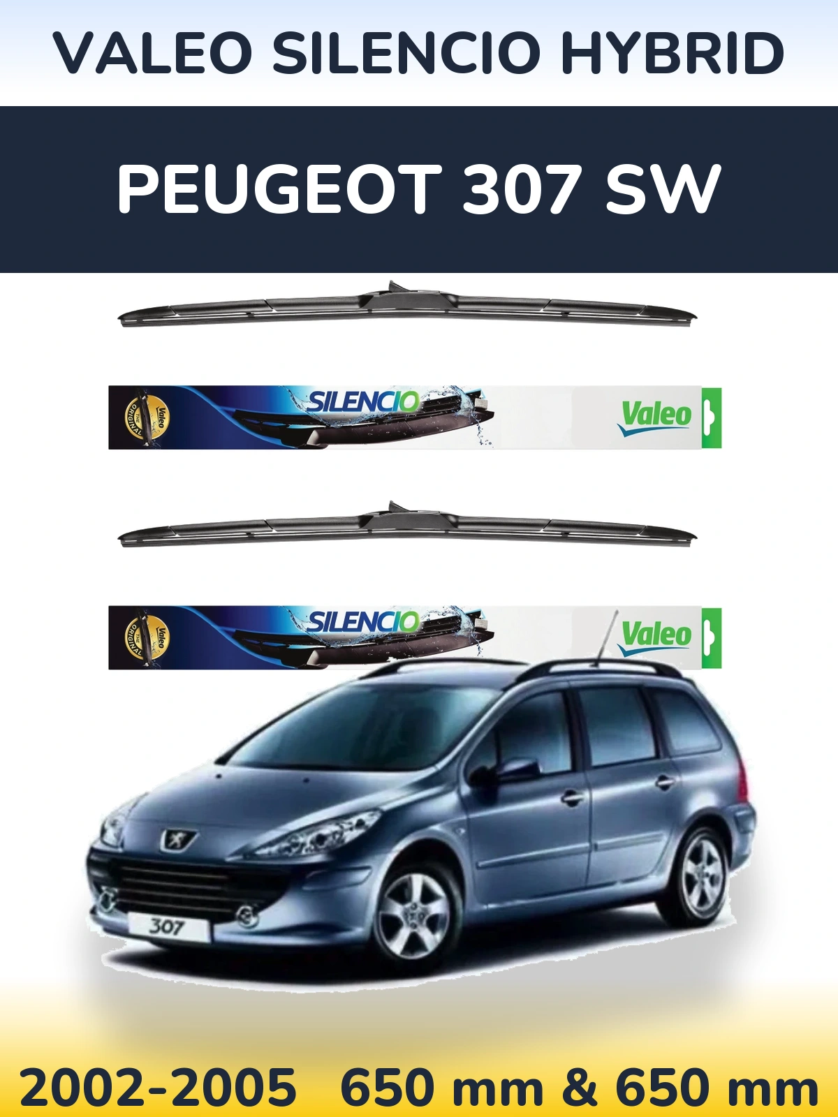 Torkarblad Valeo Silencio Hybrid för Peugeot 307 SW