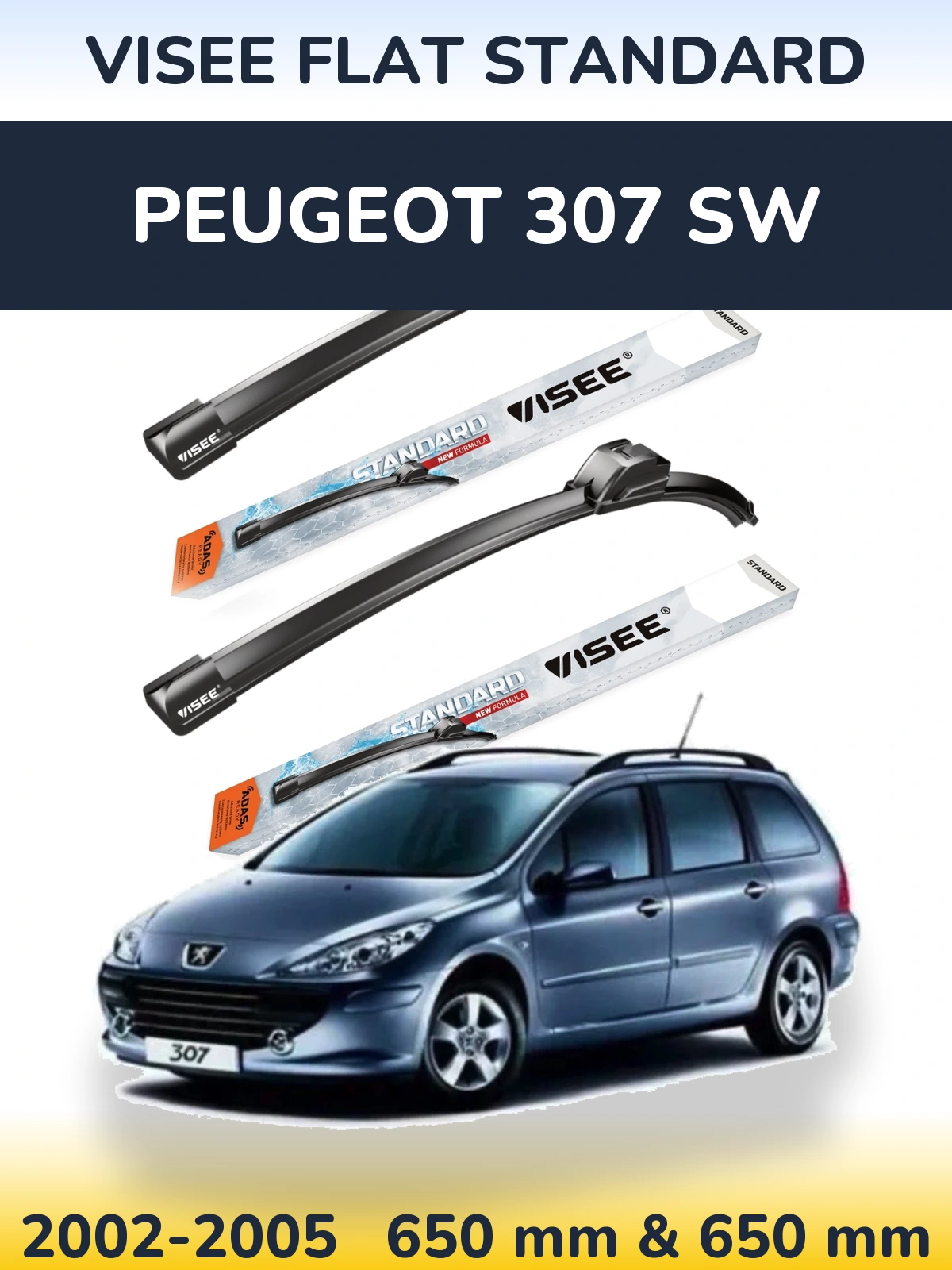 Torkarblad VISEE FLAT STANDARD för Peugeot 307 SW