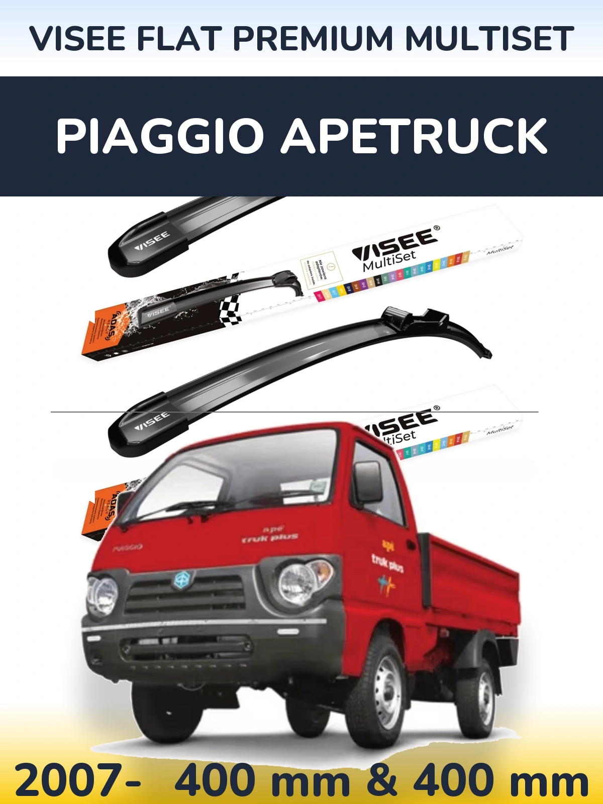 Torkarblad VISEE FLAT PREMIUM MultiSet för Piaggio Apetruck