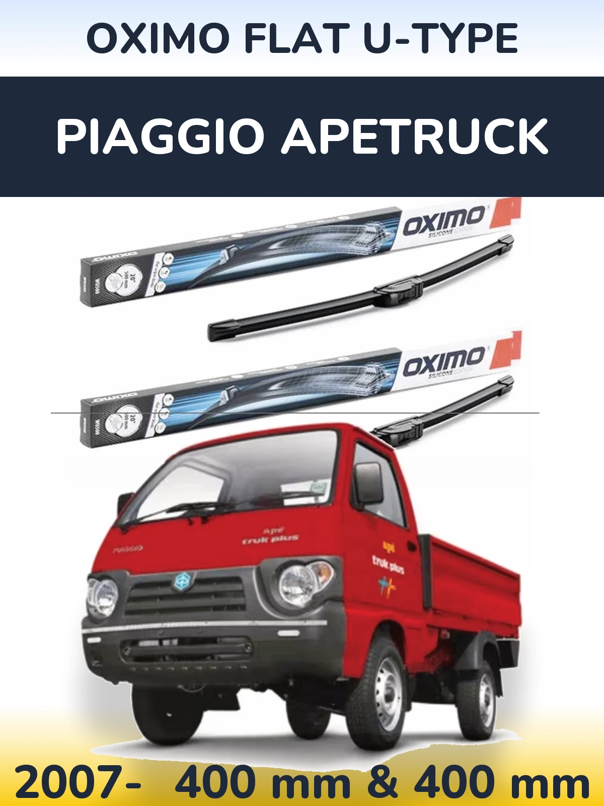 Torkarblad Oximo Flat U-type för Piaggio Apetruck