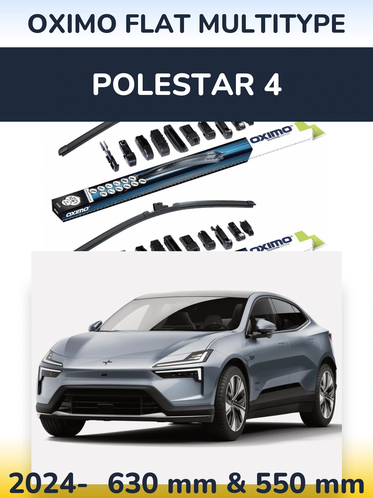 Комплект передних дворников Oximo Flat MultiТипe 600 & 550 мм для Polestar 4 2024-2026