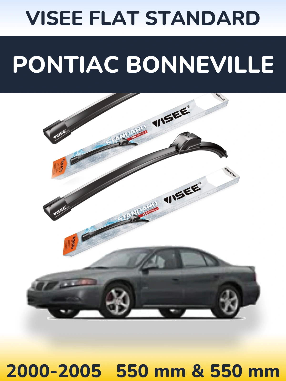 Комплект передніх щіток VISEE FLAT STANDARD 550 & 550 мм для Pontiac Bonneville 2000-2005