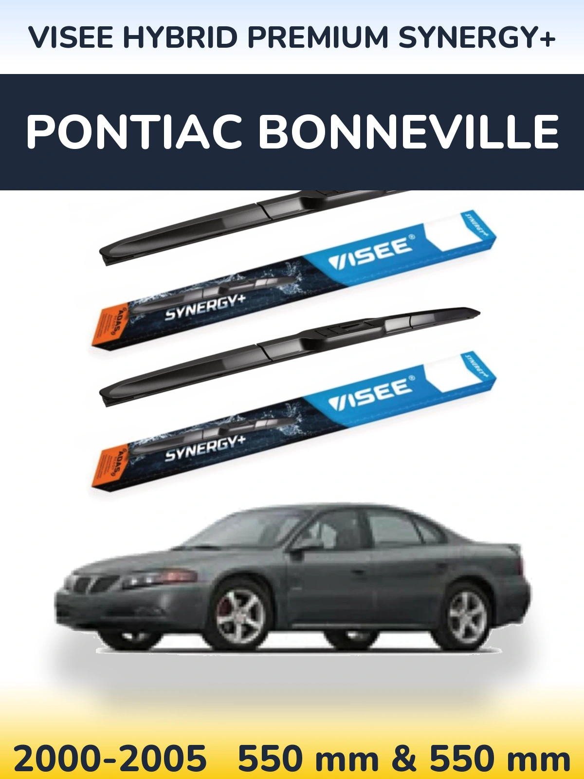 Комплект передніх щіток VISEE HYBRID PREMIUM SYNERGY+ 550 & 550 мм для Pontiac Bonneville 2000-2005