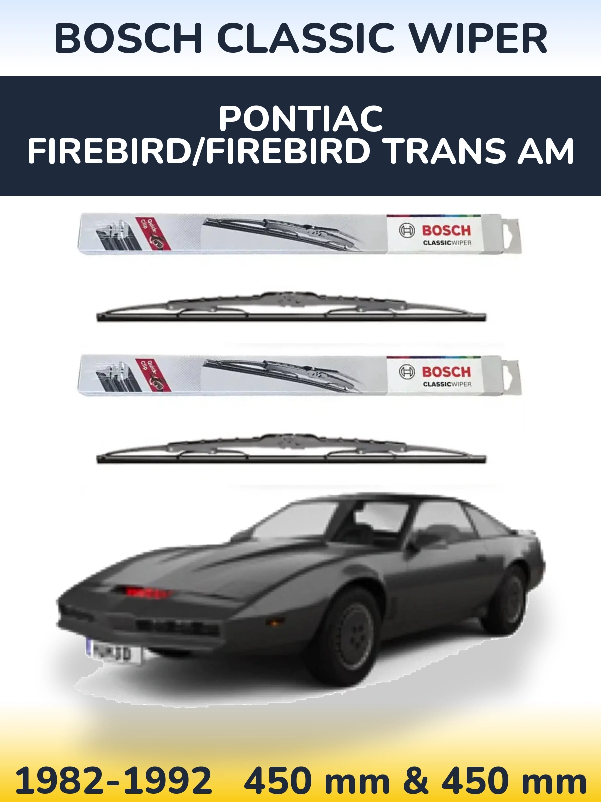 Комплект передних дворников BOSCH Classic Wiper 450 & 450 мм для Pontiac Firebird/Firebird Trans Am 1982-1992